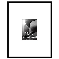 Americanflat 14x18 Picture Frame in Black - Use as 5x7 Picture Frame with Mat or 14x18 Frame Without Mat - Thin Border Photo Frame with Plexiglass Cover - Vertical or Horizontal Wall Display