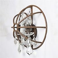 Industrial Vintage Wall Sconces Country Garden loft Personalized Iron cage Half Round-Head Crystal Wall lamp Wall lamp Restaurant & Bar