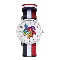 Tie Dye Cool Sea Turtle Nylon Watch Adjustable Wrist Watch Band Easy to Read Time with Printed Pattern Unisex