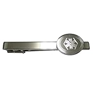 Silver Toned Etched Oval Paramedic Star of Life Symbol Tie Clip