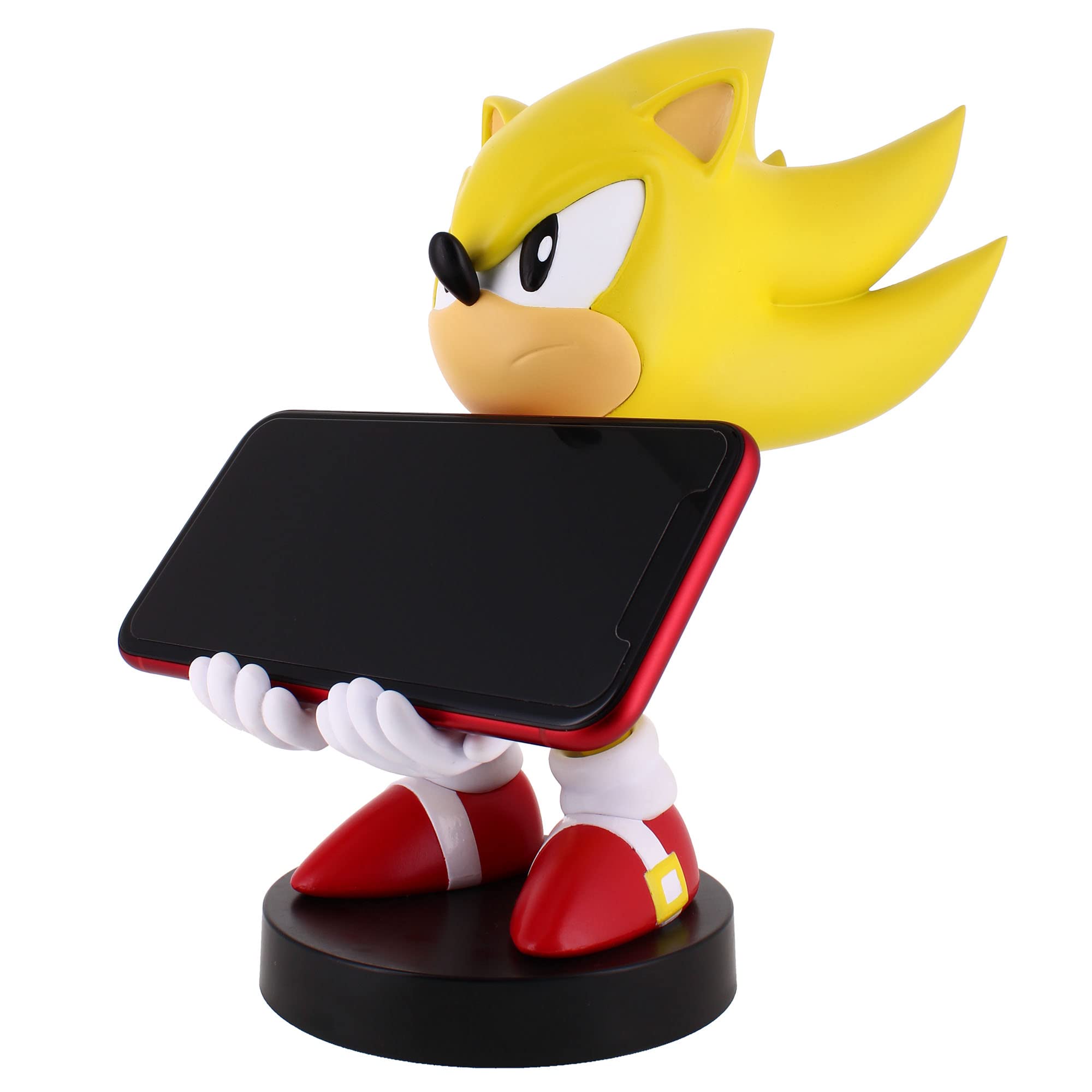 Exquisite Gaming Cable Guy: Phone/Controller Holder - SEGA Super Sonic, Includes a 4 Foot Charging Cable, Heavy Duty PVC Statue and Sturdy Base to Hold Your Stuff without Tipping Over