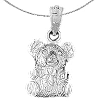 Silver Teddy Bear Necklace | Rhodium-plated 925 Silver Teddy Bear Pendant with 18