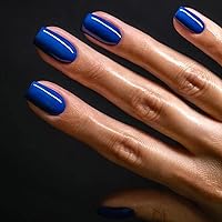 Royal Blue Press on Nails Short Square Fake Nails Blue Solid Color Full Cover False Nails with Designs Glossy Glue on Nails Reusable Cute Artificial Acrylic Nails for Women Girls Manicure 24 Pcs