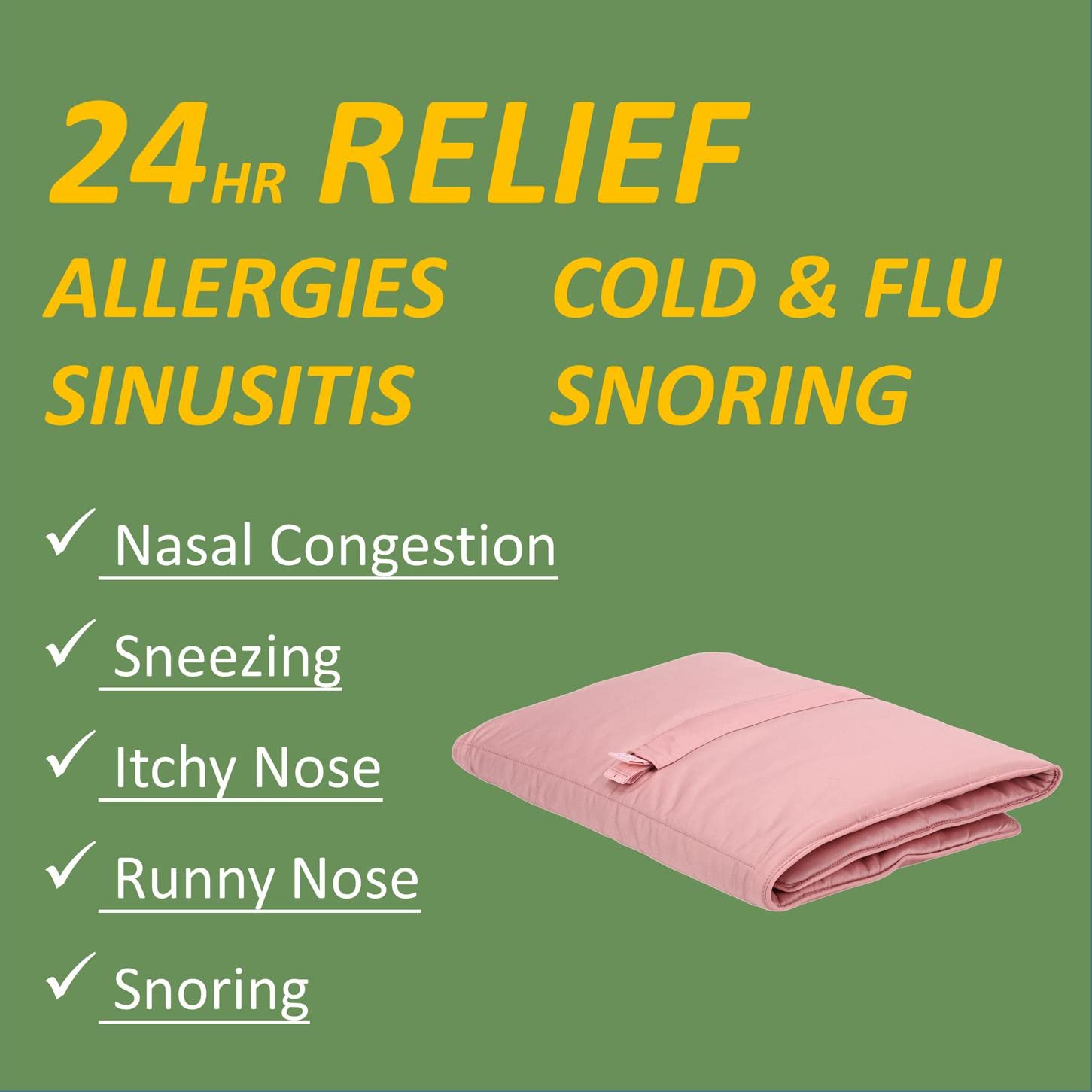 Nasal Allergy Relief Blanket, Drug-Free Nasal Care for Sinus Relief, Ease Seasonal Allergic Rhinitis, Hay Fever, Snoring, Nose Breathing, Non-Drowsy Safe for Baby, Kid, Child, Adult