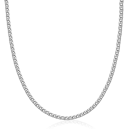 PORI JEWELERS Sterling Silver Italian 2.5MM Solid Franco Square Box Link Chain Necklace