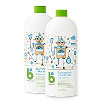 Foaming Dish & Bottle Soap, Fragrance Free, Plant-Derived Cleaning Power, Removes Dried Milk, 32 Fl Oz (Pack of 2), Packaging May Vary