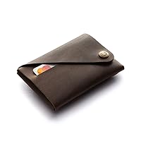 Men's/Women's Minimalist Wallet - Wood Brown, Italian Vegetable Tanned Leather Card Holder, Unisex Cardholder, Coin Pocket, Slim, Small Gift