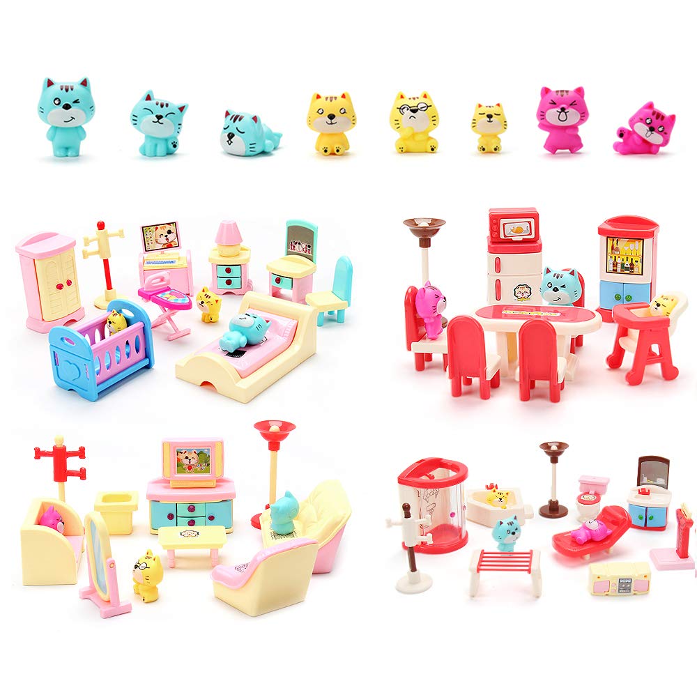 50 Pack Kids Little Dollhouse Furniture Toys House Big Dreams for Baby Children Girls Boys Age 3+