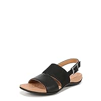 Vionic Women's Rest Morro Comfortable Flat Sandals- Supportive Dressy Sandals Comfort Shoes That Includes a Concealed Orthotic Insole Sizes 5-12 Black Leather Nubuck 8.5 Wide