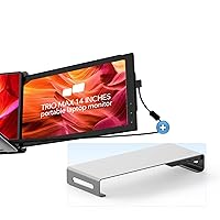 Mobile Pixels Monitor with Aluminum Monitor Riser, 12.5 Inch Full HD IPS USB A/Type-C USB Powered On-The-Go(1 Monitor Plus Kickstand and 1* Riser)