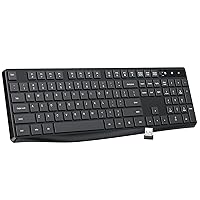Lovaky MK98 Wireless Keyboard, 2.4G Ergonomic, Computer Keyboard, Enlarged Indicator Light, Full Size PC Keyboard with Numeric Keypad for Laptop, Desktop, Surface, Chromebook, Notebook, Black