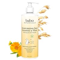 Babo Botanicals Moisturizing Baby Shampoo and Wash Oat Milk Calendula, 16 Ounce
