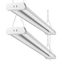 4FT Linkable 42W 4800LM 5000K LED Ceiling Lights for Garages, Pull Chain ON/Off, Linear Work Light Fixture with Plug, 2 Pack
