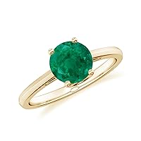 Natural Emerald Solitaire Ring for Women Girls in Sterling Silver / 14K Solid Gold/Platinum