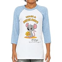 Have a Nice Day Kids' Baseball T-Shirt - Great Presents - Animal Lovers Presents - White Denim, L