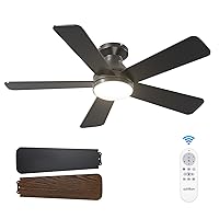 addlon Ceiling Fans with Lights, 42 Inch Low Profile Ceiling Fan with Light and Remote Control, Flush Mount, Reversible, 3CCT, Dimmable, Quiet, Black Small Ceiling Fan for Bedroom Indoor/Outdoor Use