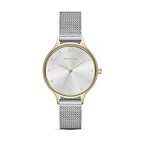 Skagen Women's Anita Quartz Analog Stainless Steel and Mesh Watch, Color: Gold/Silver (Model: SKW2340)