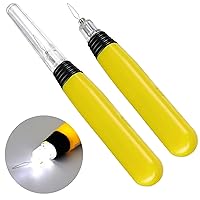2 Pieces LED Needle Threader Sewing Tools Illuminated Threader Manual Threader with Light Sewing Machine Needle Threader(Batteries Included)