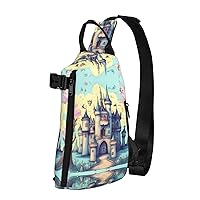Polyester Fiber Waterproof Waist Bag -Backpack 4 Pocket Compartments Ideal for Outdoor Activities Fairytale Castle