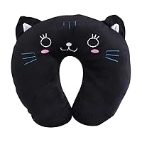 EBTOOLS Animal Neck Pillow, Modern Sleep U Shape PP Cotton Travel Pillow Head Rest Toy Cushion Home Decorative Pillows (Black Cat)