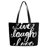 Womens Handbag Live Laugh Love Poster Leather Tote Bag Top Handle Satchel Bags For Lady