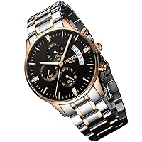 NIBOSI Men's Wristwatch, Gold, Big Face, Chronograph, Business Brand, Analog, Stylish, Casual, Metal Band, Stainless Steel, Men's Watch, Black, Date, Fluorescent, Luxury, Father's Day Gift, Stainless