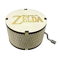 Youtang Zelda:Song of Storms from Ocarina of Time Wood Music Box, Round Antique Engraved Handcrank Wooden Musical Boxes Gifts for Lover, Boyfriend, Girlfriend, Husband, Wife(White)