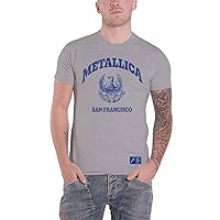 Metallica T Shirt College Crest Band Logo Official Mens Grey
