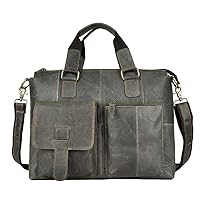 Leather Briefcase for Men Computer Bag Laptop Bag Waterproof Retro Business Travel Messenger Bag for Men Large Tote