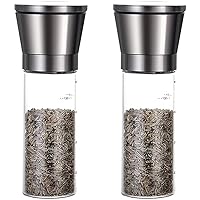 Set of 2 Salt & Pepper Grinders,Pair of Salt Shakers with Adjustable Coarseness,Spice Mills,Glass Design,Easy to Refill