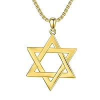 Classic Star of David/Evil Eye Horus Necklace S925 Sterling Silver Jewish Necklace for Men Women White Silver/Gold Plated Hexagram Pendant with 22+2 Inches Stainless Steel Rolo Chain Israel Protection Jewelry Gifts for Boys Son Brother Birthday Anniversary