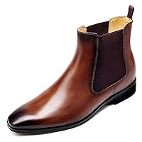 CHAMARIPA Men's Height Increasing Boots - Premium Genuine Leather Elevator Shoes Stylish Side Zipper 8CM / 3.15 Inches Hidden Heel Lift Shoes Handcrafted H3B61B1001D