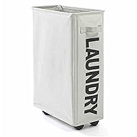 Slim Laundry Basket with Handle on Wheels Black Gray Beige Foldable Corner Storage Bins Waterproof Rolling Dirty Clothes Hamper Home Standing Laundry Bag (Color : E)