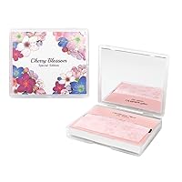 [100 Counts + Mirror Case] Cherry Blossom Natural Oil Blotting Sheets for Face with Mirror Case