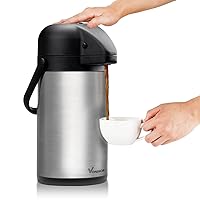 64 Oz Airpot Coffee Dispenser with Pump, Insulated Thermal Coffee Carafe - Stainless Steel Hot Beverage Dispenser - Thermos Urn for Hot/Cold Water, Drink Dispenser for Parties