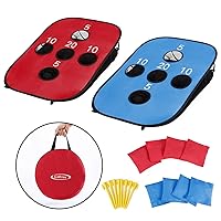 G4Free Portable Collapsible 5 Holes Cornhole Game Set with 8 Bean Bags Carrying Case Toss Game Size 3ft x 2ft for Camping Travel