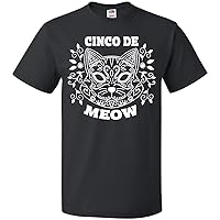 inktastic Cinco De Meow with Cat Sugar Skull and Flowers T-Shirt