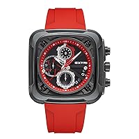 Men's Watch Casual Summer Style Colorful Watch Water Resistant Chronograph Square Case Rubber Strap