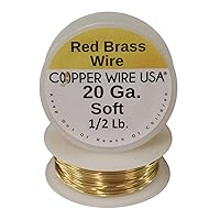 20 Ga. Red Brass Round Wire, 1/2 Lb. 150 Ft. Spool (Dead Soft) Jewelry Making and Wire Wrapping
