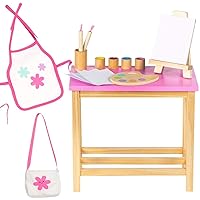 ADORA Amazon Exclusive Amazing Worlds Collection, 16-Piece Doll Accessories Artist Studio Wooden Play Set Birthday Gift for Ages 6+