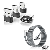 Elebase 5Pack USB C Female to A Male Adapter Bundle with Right-Angled USB Type C to C 100W Cable 10FT,Compatible with iPhone 15 Pro Max Plus,MacBook,Samsung Galaxy S23 S22 S21 21,iPad Pro Air 4th
