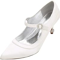 Womens Mary Jane Shoes for Bride Pointed Toe Dress Party Pumps
