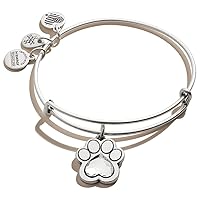 Alex and Ani Expandable Bangle for Women, Crystal Paw Prints of Love Charm, Rafaelian Finish, 2 to 3.5 in