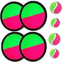 Paddle Catch Ball and Toss Game Set Disc Toss and Catch Paddle Sport Game (4 Paddles and 4 Balls)