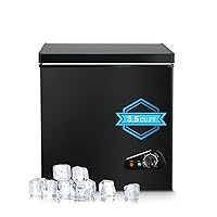 Deep Freezer, 3.5 Cu.Ft Chest Freezer, Small Top Door Deep Freezer with 7 Adjustable Temperature and Removable Basket, Energy Saving for Home Kitchen Office Black