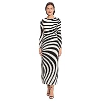 Donna Morgan Women's Striped Long Sleeve Easy Body Maxi Dress