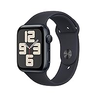Apple Watch SE (2nd Generation, 2023) [GPS (44mm) Case] 44mm Midnight Aluminum Case and Midnight Sport Band - M/L Fitness Tracker and Sleep Tracker Collision Detection Heart Rate Monitoring Retina