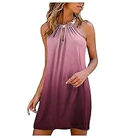 Womens Nightout Dresses 2024 Sleeveless Boho A-Line Cocktail Dresses Athleisure Parties Fancy Swing Dress Partywear