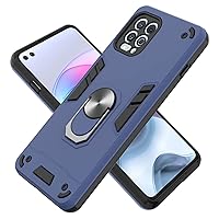 XYX Case for Motorola Edge S, Heavy Duty Anti-Scratch Shockproof Case with 360 Degree Rotation Ring with Magnetic Car Mount for Moto G100, Dark Blue