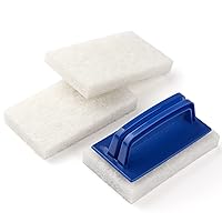 Handled Bath Scrubber, Bathroom Scouring Pad, Heavy Duty Cleaning Sponge Scrub Brush, Non-Scratch Remove Soap Scum, for Cleaning Shower Tile Bathtube Sink Spas Hot Tubs, Swimming Pool Step & Corner